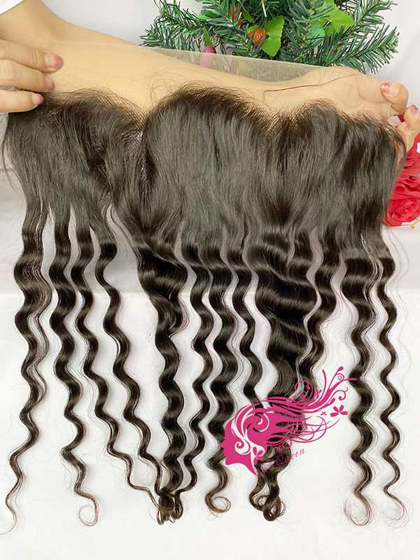 Csqueen Mink hair Loose Curly 13*4 Transparent Lace Frontal Free Part 100% Unprocessed Hair